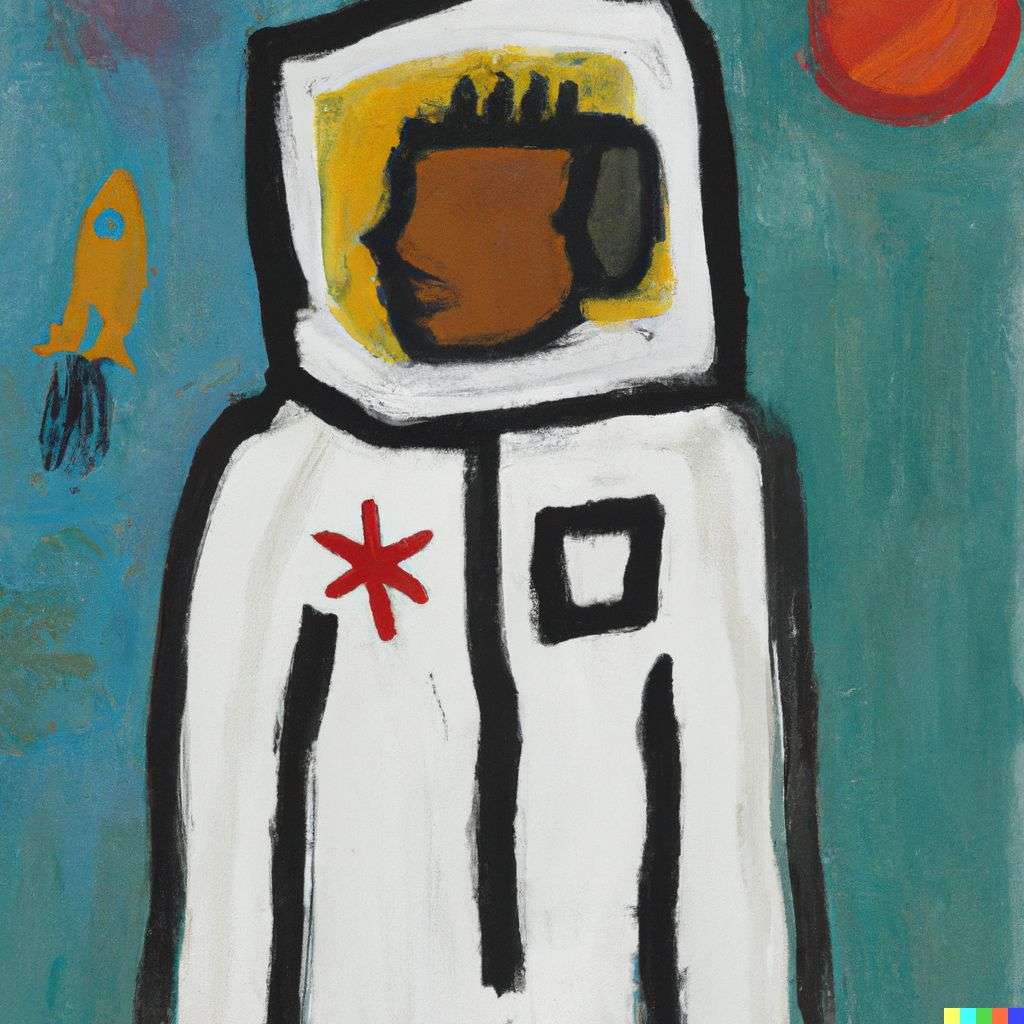 an astronaut, painting by Jean-Michel Basquiat